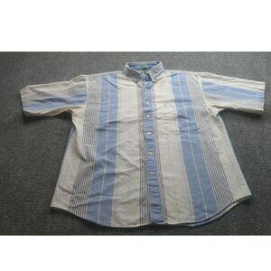 Steeplechase‎ Shirt Men's L Blue White Striped Button-Down Causal *Read Preppy